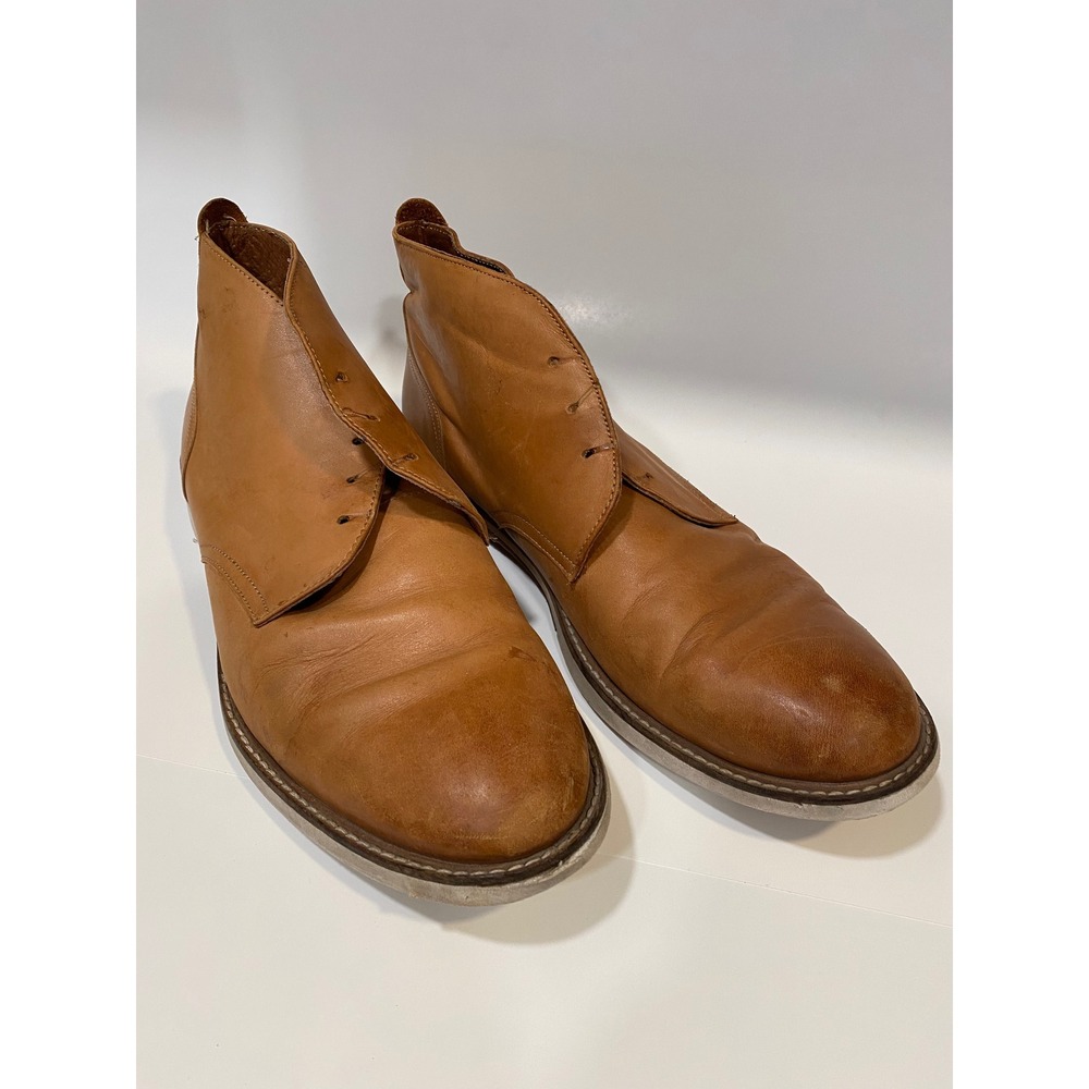 Lands End Chukka Boots Mens Size 13 Tan Leather Ankle Casual Preppy Workwear
